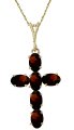 DD-3774Y: 14K. SOLID YELLOW GOLD CROSS WITH NATURAL GARNET
