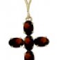 DD-3774Y: 14K. SOLID YELLOW GOLD CROSS WITH NATURAL GARNET
