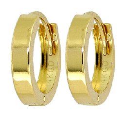 DD-1088Y: 14K. SOLID YELLOW GOLD HOOP HUGGIE EARRINGS