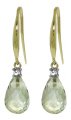 DD-3010Y: 14K. FISH HOOK EARRINGS W/NR. DIAMONDS & GREEN AMETHYST