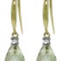 DD-3010Y: 14K. FISH HOOK EARRINGS W/NR. DIAMONDS & GREEN AMETHYST