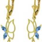 DD-4204Y: 14K. SOLID YELLOW GOLD BUTTERFLY EARRING W/ BLUE TOPAZ