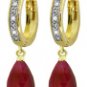 DD-2088W: 14K. GOLD DIAMONDS HUGGIE EARRING WITH NATURAL RUBYS
