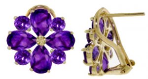 DD-2140Y: 14K SOLID GOLD FRENCH CLIPS EARRINGS WITH AMETHYST