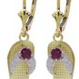 DD-2174Y: 14K.YELLOW&WHITE GOLD CHOES EARRINGS WITH NATURAL RUBYS