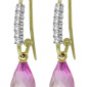 DD-2947Y: 14K.GOLD FISH HOOK EARRINGS WHITE DIAMONDS & PINK TOPAZ