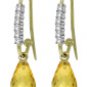 DD-2944Y: 14K.GOLD FISH HOOK EARRINGS NATURAL DIAMONDS & CITRINES