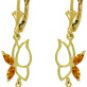 DD-4203Y: 14K. SOLID YELLOW GOLD BUTTERFLY EARRING WITH CITRINE