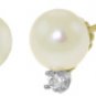 DD-3187Y: 14K. GOLD STUD EARRINGS WITH NATURAL  PEARLS & DIAMONDS