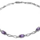 DD-2757Y: 14K. GOLD TENNIS BRACELET W/ NATURAL AMETHYST & DIAMOND