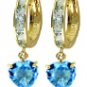 DD-1808:14K SOLID GOLD HOOP EARRING WITH NATURAL BLUE TOPAZ
