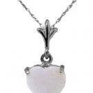 DD-2192  NATURAL HEART SHAPED OPAL NECKLACE 14K SOLID WHITE GOLD