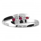 DD-1318W: CHANNEL SET DIAMONDS & RUBIES RING SOLID 14K WHITE GOLD