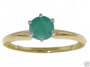 DD-2848Y: NATURAL EMERALD SOLITAIRE RING IN 14K SOLID YELLOW GOLD