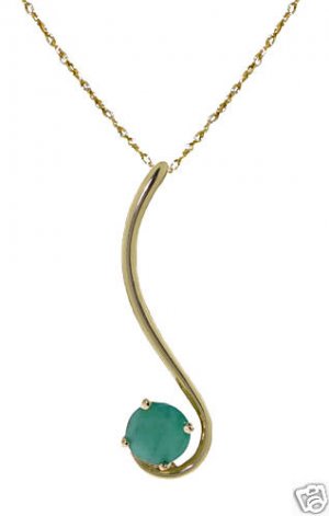 DD-2426Y: NATURAL EMERALD SOLITAIRE NECKLACE IN SOLID YELLOW GOLD