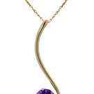 DD-2429Y: NATURAL AMETHYST 14K. SOLID GOLD NECKLACE W/ 18" CHAIN
