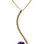 DD-2429Y: NATURAL AMETHYST 14K. SOLID GOLD NECKLACE W/ 18" CHAIN