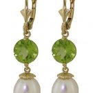 DD-2454Y: NATURAL PEARL AND PERIDOT EARRINGS IN 14K. YELLOW GOLD.