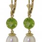 DD-2454Y: NATURAL PEARL AND PERIDOT EARRINGS IN 14K. YELLOW GOLD.