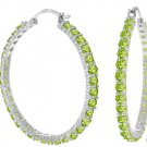 DD-3909W: NATURAL PERIDOT HOOP EARRINGS: IN 14K. SOLID WHITE GOLD