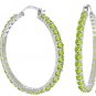 DD-3909W: NATURAL PERIDOT HOOP EARRINGS: IN 14K. SOLID WHITE GOLD