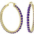DD-3923Y: NATURAL AMETHYST HOOP EARRINGS IN 14K SOLID YELLOW GOLD
