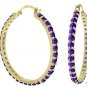 DD-3923Y: NATURAL AMETHYST HOOP EARRINGS IN 14K SOLID YELLOW GOLD