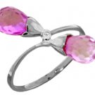 DD-1587W: NATURAL PINK TOPAZ  DIAMOND RING SET IN 14K. WHITE GOLD
