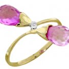 DD-1587Y: NATURAL PINK TOPAZ  DIAMOND RING SET IN 14K YELLOW GOLD