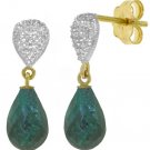 DD-3967Y: GENUINE EMERALD & DIAMOND DROP EARRINGS 14K YELLOW GOLD
