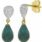 DD-3967Y: GENUINE EMERALD & DIAMOND DROP EARRINGS 14K YELLOW GOLD