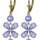 DD-2105Y: NATURAL TANZANITE FLOWER EARRINGS SOLID 14K YELLOW GOLD