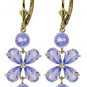 DD-2105Y: NATURAL TANZANITE FLOWER EARRINGS SOLID 14K YELLOW GOLD