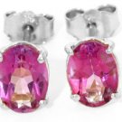 DD-1935W:NATURAL PINK TOPAZ OVAL STUD EARRINGS IN 14K WHITE GOLD
