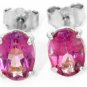 DD-1935W:NATURAL PINK TOPAZ OVAL STUD EARRINGS IN 14K WHITE GOLD