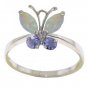 DD-2349W: NATURAL OPAL & TANZANITE BUTTERFLY RING 14K WHITE GOLD
