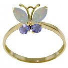 DD-2349Y: NATURAL OPAL TANZANITE BUTTERFLY RING 14K. YELLOW GOLD