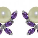 DD-3478W: CULTURED PEARL & NATURAL AMETHYST EARRINGS IN 14K GOLD
