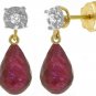 DD-3847Y: GENUINE RUBY & DIAMOND DROP EARRINGS IN 14K YELLOW GOLD