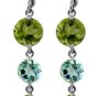 DD-1895W: NATURAL PERIDOT & BLUE TOPAZ DANGLE EARRINGS 14K. WHITE