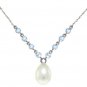 DD-3328W: CULTURED PEARL & AQUAMARINE NECKLACE IN 14K WHITE GOLD
