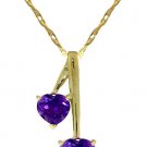 DD-2487Y: NATURAL AMETHYST HEART PENDANT NECKLACE 14K YELLOW GOLD