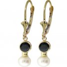 DD-2026Y: PEARL AND SAPPHIRE LEVER BACK EARRINGS 14K. YELLOW GOLD