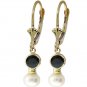 DD-2026Y: PEARL AND SAPPHIRE LEVER BACK EARRINGS 14K. YELLOW GOLD