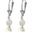 DD-2188W: REAL PEARL & OPAL LEVER BACK EARRINGS IN 14K WHITE GOLD