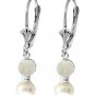 DD-2188W: REAL PEARL & OPAL LEVER BACK EARRINGS IN 14K WHITE GOLD