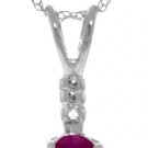 DD-3031W: NATURAL RUBY & DIAMOND PENDANT NECKLACE 14K. WHITE GOLD