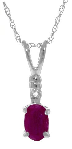 DD-3031W: NATURAL RUBY & DIAMOND PENDANT NECKLACE 14K. WHITE GOLD