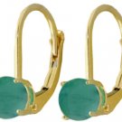 DD-2082Y: REAL EMERALD LEVERBACK STUD EARRINGS IN 14K YELLOW GOLD