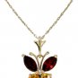 DD-1688Y: NATURAL GARNET & CITRINE BUTTERFLY NECKLACE IN 14K GOLD